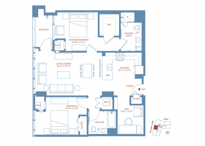 detailed floor plan of Apartment PH2302